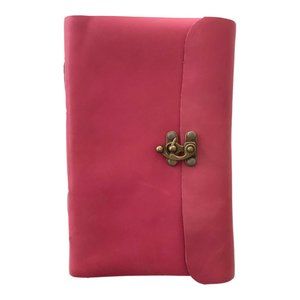 Berry Pink Natural Leather Front Clasp Journal